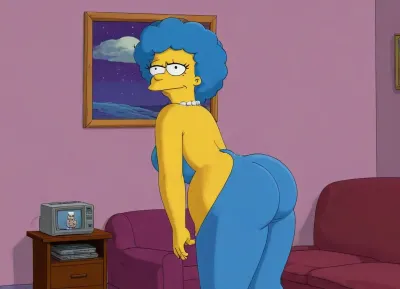 (Marge Simpso from the TV series "The Simpsons"), (animated drawings like Marge simpson), (simpsons drawing style), hfmarge, the, simpsons, blue, hair, Simpstyle, bottomheavy, big, ass, huge, gigantic, thick, thighs, massive, <lora:hfmarge114:2>, <lora:SDXL-Simpstyle-Lora-v2-r16:1.6>, <lora:bottomheavy_v1_sdxl_LoRA:.8>