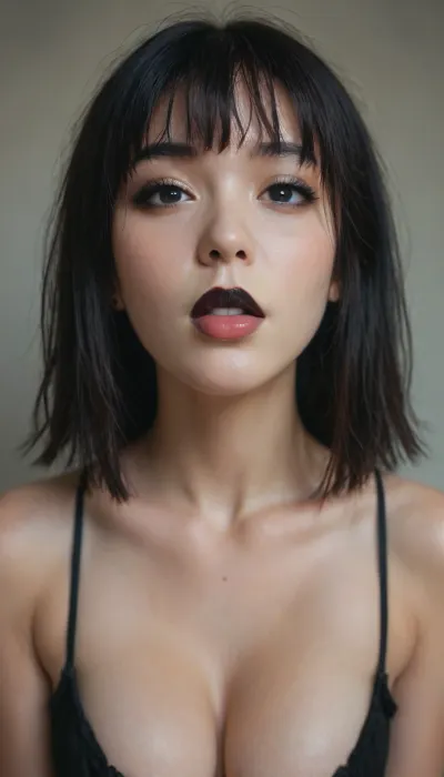 gothic, goth, (asian), pale skin, dark black eyes, black hair, bangs hair, black eyeliner, (black lipstick), white skin, perfect eyes, small eyes, detailed eyes, small nose, good anatomy, ultra detailed, high resolution, fake breasts, slut face, whore, (ahegao:1), sexy posing, (illustration:1), (hand drawn:1), (anime:1), <lora:MJ52:1>, <lora:EnvyZoomSliderXL01:-1>