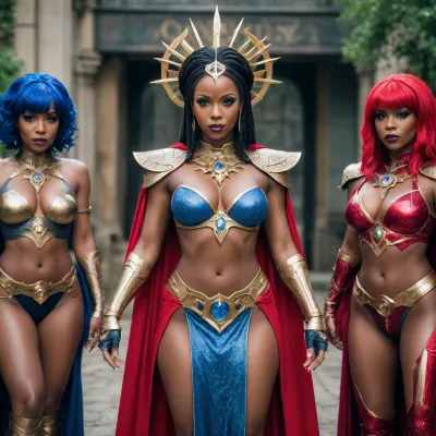 fate oracle gang cosplay, black milfs, high fantasy