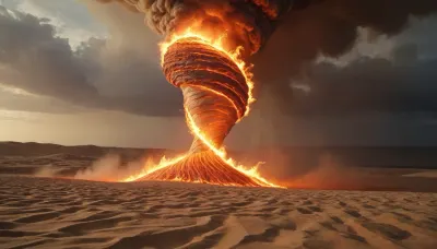 fire tornado from ocena wind in sandclocks