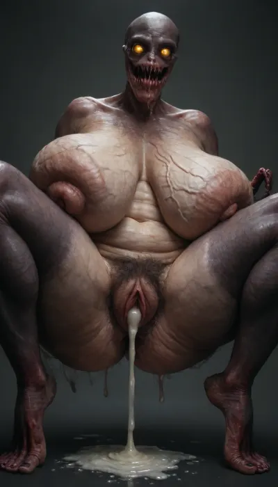 (monstrous woman:1.7), (hyper dripping cum pussy:1.6), (closed mouth:1.1), (high detailed:1.5), (super hairy pussy:1.5), (udder:1.6), (congested breasts:1.6), (hourglass cellulite body:1.2), (visible veins on the breasts:1.8), legs raised up, very realistic detailed feet, perfect feet, five toes on each foot, high arch feet