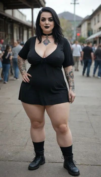 UHD, 8k detail, sharp focus, hyper realistic, score_9, score_8_up, 35 years old bukkake milf, Perfect Blue eyes, slim Face, Playfull smile, massive tits, german, sexy german, plumper, chubby, bbw, bbw Body, bbw breasts, hourglas Figure, (gothic:1.2), goth Make-up, black Eyeliner, black lipstick, long straight black hair, (Long black Hair:1.2), Full Body Shot, love handles, Amateur Photo, Amateur quality pic, solo Woman, one Woman, (Goth Woman:1.6), saggy Natural Big tits, Natural aged skin, Perfect proportions, cellulite, picture, 4k epic detail, shot on kodak, 35mm photo, high budget, cinemascope, moody, epic, gorgeous, film grain, grainy, score_7_up, rating, explicit, stretch, marks, raver, girl, at, a, festival, in, sunglasses, music, wearing, mask, with, glitter, 2017, 2012, party, costume