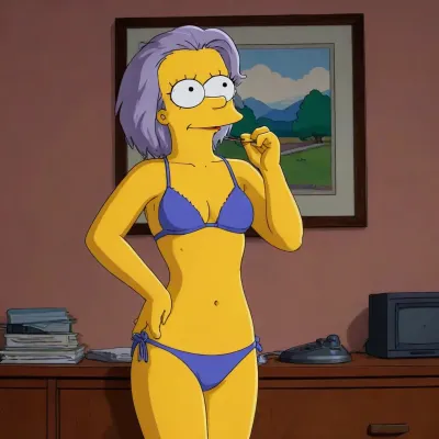 (Lisa Simpson from the TV series "The Simpsons"), 80's animation, (animated drawings like Lisa simpson), petite body, (((simpsons drawing style))), string bikini, bottomless, Simpstyle, <lora:SDXL-Simpstyle-Lora-v2-r16:1.6>