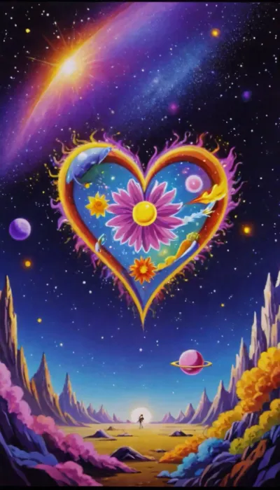 Colorful, bright, cosmos, fantastic, heart, star, retrofiturism, 8k, UHD, retro, poster, repa, funtika, style, of, kachanov, soviet, cartoon, <lora:kachanov_style:.8>