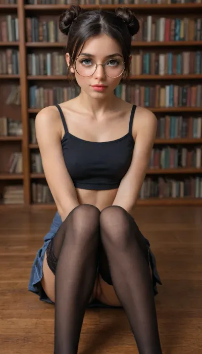 Tracer, (looking at viewer like lewd girl yearning for intense hard fuck:2), (incredibly horny and ready to be fucked:2), (most beautiful sexy face:1.2), (sexy sultry eyes:1.4), dark long eyelashes, (perfect lustful lips:1.4), (perfect adult body proportions:1.8), (modelling on set of erotic photoshoot:1.6), (sexually suggestive because she wants to fuck viewer:1.4), (sexual pose accentuating perfection of her young fuckable body:1.6), .
BREAK, (busty:.2), (curvy:.2), (tanned:.2), youthful complexion, (freckles:.2), (buns and bangs:1.4), (round glasses:1.7), (skirt:1.8), (stockings:1.7), (sitting with knees together:2), (library:1.6), athletic, tight body, slim neck, narrow chest and shoulders, small chest, narrow waist, (wide hips:1.1), muscular thighs, tight ass, perfect round ass, (natural perfect shapely perky breasts:1.1), (tidy godpussy:1.2), <lora:Perfect_Eyes:2>, <lora:adlima_xl_1_standard_merge_62_88_05_05:2>, <lora:Christy_Turlingtonxl1:1.4>, <lora:WildcardX-XL-Detail-Enhancer:2>