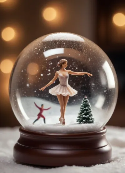Photo of a snow globe with a small naked figure skater inside, (miniature, woman), In, a, person's, hand, tea, cup, <lora:Miniature_People_-_By_DICE-000006:1>