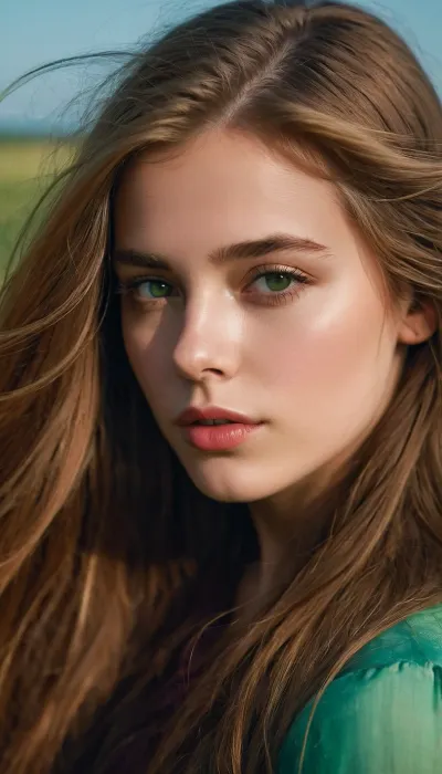 the girls face was beautiful her lips were mediumsized her nose was straight and long, with a hump her eyes were large and green and her long, hair fluttered in the wind