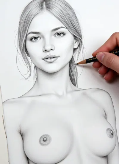 Photorealism, photorealistic, realistic, black and white pencil sketch {depicting a female architect drawn in pencil using lines, drawing a plan with a pencil, old neighborhood, linear sketch, lines convey the three-dimensionality of the object, its structure and spatial position, work process using only lines}, highly detailed, ultra-realistic, cinematic lighting, 8K