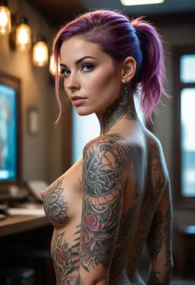 A beautiful tattooed bionic girl