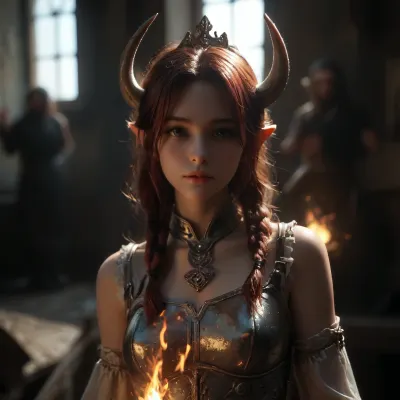 Scene Battle with dragon, Attractive viking with long red hair, Braids on the head Full body photo, long beautiful legs, Smolder. Alluring-expression. Wearing leather armor viking style with fur, Fighting with giant detailed Dragon, fire, flame, No helmet, viking castle background. digital painting, digital illustration, extreme detail, digital art, 32k, ultra hd, beautiful d&d character portrait, dark fantasy, detailed, realistic face, digital portrait, intricate armor, fiverr dnd character, wlop, stanley artgerm lau, ilya kuvshinov, artstation, octane render, hyperrealism, dynamic lighting, unreal engine, clean lines, deviantart, olga, discordia, dark, skin, dark-skinned, female, hair, over, one, eye, elf, pointy, ears, parted, lips, milkingmachine, cow, cowgirl, 4ng3l, face, <lora:DetailedEyes_V3:1.4>, <lora:dark:.4>, <lora:SDXL_BetterFaces-LoRA_v1:2>, <lora:MJ52:.8>