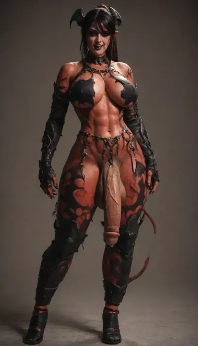 ((((Samus Aran)))), ((((((black transformer body:2)))))), ((((((devil vampire skin:2)))))), (((dancer outfit))), big breasts, score_9, score_8_up, score_7_up, (((futanari))), (((huge flaccid))), (((enticing the viewer forward in a seductive manner))), demonic tail, ineffective loincloth partially covering penis, standing seductively, huge, cock, anime, hugest, man, ever, cumming, <lora:HugeAnimeCocks:.8>