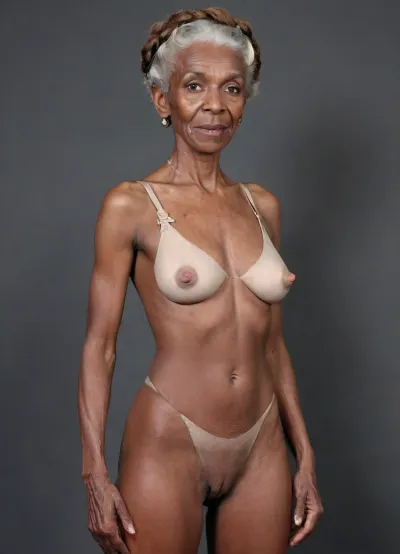 Congolese Granny, (((99yo granny:1.9))), from darkest Congo, (((thin body:1.8))), small flat saggy breasts, woman in underwear from the 18th century, corset, (farthingale:1.3), pantaloons, rococo style, J.C., Leyendecker, Style, page, <lora:J.C. Leyendecker Style:1.9>, revealing lingerie, full view of body image, legs wide apart, cameltoe, ihigh waist underpants, wearing glasses, black braided dreadlocks, angry expression, wrinkled breasts., (((ultra skinny body:1.8))), ., longnips, (very dark skintone:1.3), <lora:longnipsxl:.8>, <lora:Saggo_XL:.8>