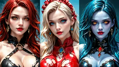 evil Undead women, unholy place, big breasts, 23-27 years old, rotting torn clothing, Dark, Fantasy, page, <lora:Dark Fantasy:.8>, mythsxl, <lora:mythsxl:.8>