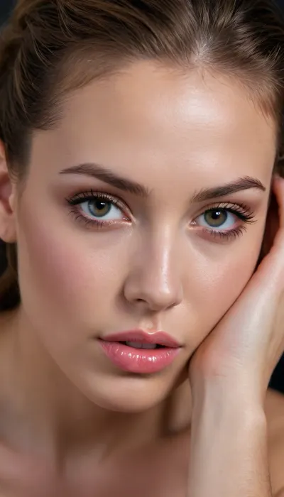 A stunningly detailed cinematic composition captures an elegant woman in mid-motion, her glossy lips and tongue wrapped sensually around a thick, short shaft, of a penis, every dewdrop of saliva catching the raytraced light. A dewdrop of pre-cum glistens on the head of the penis. Her photogenic face dominates the frame high-definition skin textures showing faint blush across her cheekbones, strands of hair escaping artfully from an updo to frame features caught between concentration and pleasure. The contrast between her manicured fingers gripping firmly and the softness of her bare thighs pressing together creates exquisite anatomical tension. Shadows pool dramatically beneath her collarbones as she leans forward, the ambient occlusion accentuating every curve where golden lighting skims her nude form. Vibrant color grading elevates the scene, the coral pink of her tongue against flushed skin, the almost unreal clarity of individual eyelashes casting delicate shadows. Shot from a slightly low angle at 1000px resolution, the perspective emphasizes her confident dominance while maintaining an air of playful sophisticationa single moment frozen with hyperrealistic detail that makes the viewer feel the humid warmth of her breath. elaborate, stylish, intricate, ornate, exquisite, Ultra 4k HD, (photogenic:1.37), RAW photo, ultra-detailed photo, High resolution, Vibrant colours, vivid shadows, Ultra contrast, crisp, sharp details, vivid fine details, bright angle, Ultra 8K HD, life-like, realistic, Ultra high definition faces and body, ambient_occlusion, raytrace, 1000px, cinematic color grading, (authentic skin texture:1.37), best quality, (exquisite_details_anatomy:.9), (exagerated_anatomy:.6), High_detail_face_and_hands, attractive, photogenic, elegant, classy, cheerful, friendly, happy, smiling, affectionate, (fashionable), looking confident, striking a pose, ((please do your best to create the best image))