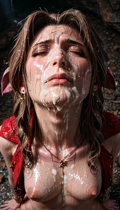 In a bright cave, clear face, high resolution face, 1woman, (Aerith Gainsborough from final fantasy is nude with eyes closed in innocent expression:1.2), (surrounded by insane stupid goblins), ((Aerith is surrounded by satisfied goblins)), ((((thick wet cum on her face)))), ruined face, ((head back)), ((((high angle extreme zoomed in face closeup shot)))), ((thick streaks of cum all over Aerith's face)), goblin, bukkake, facial, expression, detailed, eyes, perfect, skin, texture, photorealistic, org4smic, <lora:GoblinXL_LoRA-C3Lier_AdamW_Dim4_Alpha4_5e-5_4batch_CosineAnnealingLR_animagineXLV3_v30Base:1.9>, <lora:MS_Real_XL_Bukkake:.8>, <lora:Expressions XL:.8>, <lora:Super_Eye_Detailer_By_Stable_Yogi_SDPD0:.8>, <lora:org4smic_sdxl:.8>
