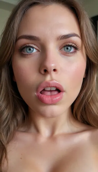 solo, face, (youthful:1.3), 20 years old, (sexy:1.4), (cute:1.4), (feminine), (big lips:1.1), glossy lips, (nude:1.2), (horny:1.3), (orgasm, orgasm face, closed mouth:1.2), (in love, eye contact, long hair)