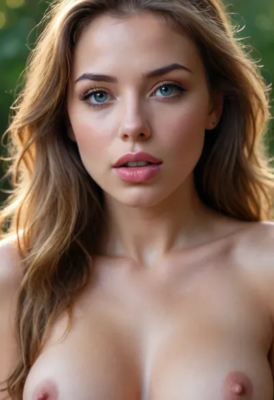 solo, face, (youthful:1.3), (sexy:1.3), (cute:1.3), (feminine), (big lips:1.1), glossy lips, (nude:1.2), (horny:1.3), (orgasm, orgasm face, closed mouth), in love, eye contact, long hair