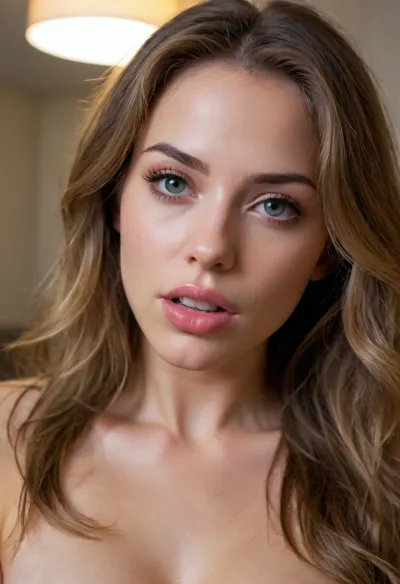 solo, face only, (youthful:1.3), (20 years old:1.1), (sexy:1.4), (cute:1.4), fit, (feminine), (big lips:1.1), glossy lips, (nude:1.2), (horny:1.3), (orgasm, orgasm face, cumming:1.3), (in love, eye contact, long hair:1.2), (submissive:1.2), (begging:1.2), (messy hair:1.2)