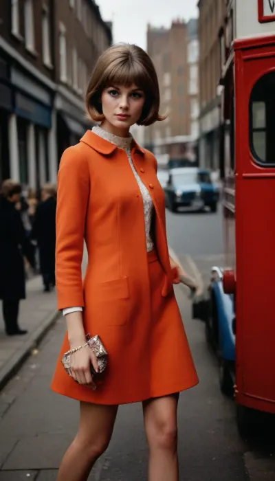 1960s fashion model, swinging London mod style. high contrast lighting, 35mm film grain, vintage Vogue editorial style, ultra detailed, vibrant colours, <lora:20th_Century_fashions_-_1970s_Psychedelic_style-000007:.8>
