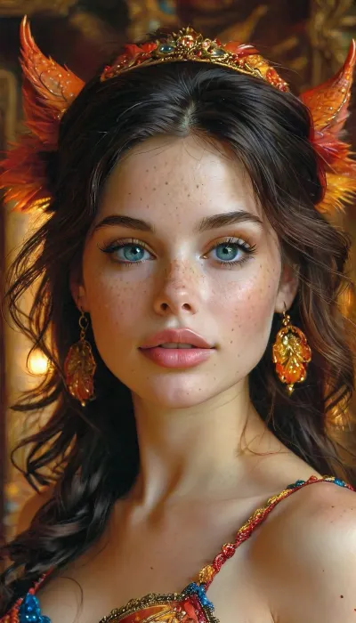 Wonderful sweet shy 18yo. lady, happy, perfect body perfect beautiful face. Most perfect beautiful charming brunette ever, freckles, long black hair, intense expresive big brown eyes, hot sexy dress., puffy, nipples, dark, wide, Rainbowiridal, Spiral, rainbowiridal, eyes, palette, Shiny..., Bright..., Intense, gaze, Fire, dragon, Amber, cat, Anthro..., woman, Genetically, modified..., 4ng3l, face, style, of, Michael, Cheval, <lora:Nipples XL:.1>, <lora:Stunning_eyes_2:.2>, <lora:SDXL_BetterFaces-LoRA_v1:.8>, <lora:tbh129-sdxl:.8>