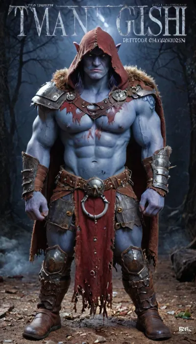 ((Drizzt Do'Urden:1.32), drow warrior, (dark night blue skin:1.82), tall, angry, muscular, strong, (wearing Drizzt Do'Urdens armor, magical scimitars, Twinkle and Icingdeath, a bow Taulmaril on his back, daggers, signature Piwafwi cloak with bear fur pelt, dungeons and dragons inspired chainmail), purplish blue skin, black and purple hair, Dark, drow Warrior, Drow, tattooed, scarred, purple eyes, uberfit, blue skin, bloody, blood spatter, Elf, Warrior), magazine cover, Realism_Quality_2xx_By_Stable_Yogi, score_9, score_8_up, score_7_up, (((very handsome elf face:1.3))), (((extremely ultra detailed face:1.3))), perfect fingers and hands, (full body view:1.4), (extreme size difference:1.6), (ultra realistic), (maximum quality), (high resolution), (extreme detail), (ultra realism), UHD, super high quality, highly detailed, high resolution, perfect lighting, natural lighting, Uber realistic, ultra detailed, masterpiece, 35mm photograph, film, professional, 4k, hdr, photographic, ultra realistic, ultra high details, back light, (dynamic pose), (dynamic angle), (random angle), (random pose), (dynamic view), (random view), best quality, volumetric lighting, golden hour lighting, dramatic shadows, rich details, nature-inspired color palette, e, aiuehara, fr4z3tt4, <lora:zavy-brbrn-sdxl:2>, <lora:LCMTurboMix_Euler_A_fix:2>, <lora:aiUehara_LoRA_R21:2>, <lora:fr4z3tt4:2>, <lora:epiCPhotoXL:2>