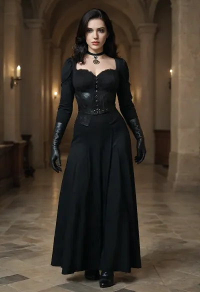 (Masterpice), (HD4K visual), (detailed background), 4K ultra-detailed image, HDR, enhancement, professional photography, clear face, detailed face, precise anatomy, (perfect body symmetry), (5 fingers per hand), maximum resolution, sharp focus, NSFW, yennefer of vengerberg from Netflix, black leather doublet with gold accents and fur shoulders in a Renaissance style, long black leather sleeves. Black leather gloves with gold accents, black long skirt with gold accents, black choker with a pendant around her neck, black long high heels boots, black dress in a Renaissance style, useing a witcher sword, in a battle ready stance, hitting a wooden training dummy with the Witcher Sword on the head, in courtyard of a Renaissance castle in the background, in a Renaissance castle, close up, ratatatat74, incase, style, ichimonji, <lora:Yen_v1_XL:2>, <lora:ratatatat74-000050:1.4>, <lora:Incase_Style__SDXL:1.4>, <lora:Ichimonji:1.4>