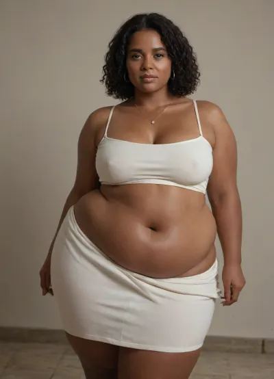 south african woman, 40 years old, very dark skin, ((very obese plumper:1.2)), stood facing camera