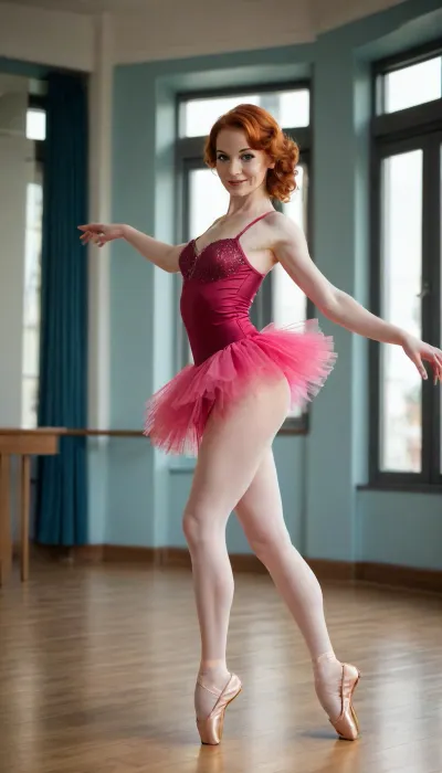 sexy mature dance instructor. Redhead. ballerina. very short tutu. exquisite ass. upskirt. erotic. long exotic legs, revealing costume. amazing legs on display. ass on display {best work, perfect image}