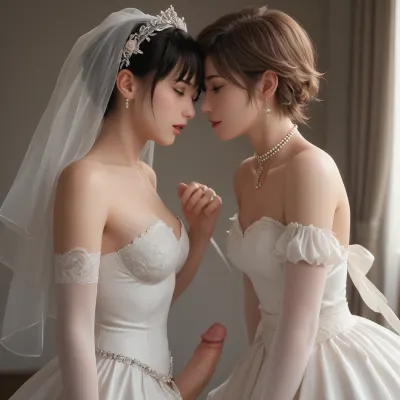 cock_ring crossdressing fappypen female femdom male married_couple penis role_reversal sissy tomboy tuxedo wedding_dress