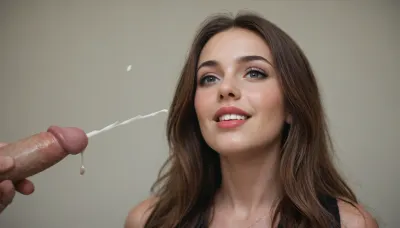cumshot, (random place), makeup, long hair, smiling, shock, intricate accessories