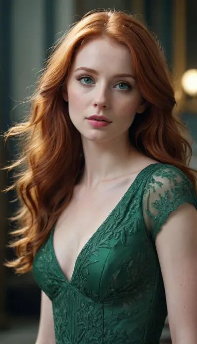 score_9, score_8_up, score_7_up, masterpiece, best quality, highly detailed, BREAK
1woman solo, long redhead hair, green eyes, dress