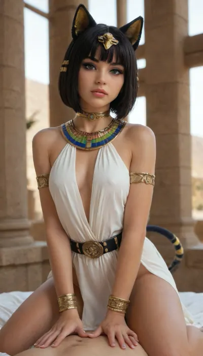 Cinematic scene, hero view, Ankha, in a doggy style position, (((giving himself to a sphinx))), the sphinx comes from behind, pressing the Egyptian princess to the ground, Rough penetration, dynamic pose, nature, detailed background, masterpiece, best quality, high quality, absurdres, zzAnkha, purple, eyes, animal, crossing, ears, armlet, blue, blunt, bangs, ends, bob, cut, cat, girl, tail, dark, skin, eye, of, horus, eyelashes, visible, through, facial, tattoo, humanization, bare, shoulders, belt, daniel, deng, dress, shiny, short, slit, pupils, usekh, collar, white, bmbplora, <lora:AnkhaIXL:.8>, <lora:bimboxl_02:1.8>