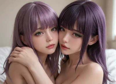 💗🔝👇🏻💄, Photorealistic, big grey eyes, (medium purple hair with bangs:1.8), (perfect green eyeliner:1.5), (big purple lipstick), (nude:1.2), nude slim body, without underwear under the nightgown, small elastic breasts, affectionate, naive, innocent face, (best quality:1.1), beautiful face in the room, 8k, 4k, complex, detailed face, detailed eyes, gradient background, strong lighting, hairstyle of complex styling, XL Version 1, 2>, Cum Filled Asshole, Cum every where, Facing viewer, Very Skinny, large pool of cum underneath her, giant cum pool underneath her, full body in view, Hyper Anal Gape, AtompunkSDXL, artoflips, uoclips, lips, lipstick, art, of, closeup, luisap, eyes, cunnilingus, 2girls, girl, licking, pussy, <lora:Art_Of_Lips_PONY_XL_By_UOC:.8>, <lora:LPEYES_lora:1.9>, <lora:Cunnilingus XL:2>