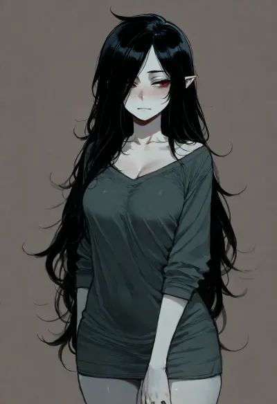 (Ratatatat74), (marceline from adventure time), solo, simple background, <lora:ratatatat74-000050:.8>