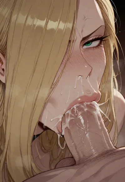 (Ratatatat74), (Olivier Mira Armstrong from Fullmetal Alchemist, thick lips, annoyed look), deepthroat, cum, cum in mouth, cum in nose, <lora:ratatatat74-000050:.8>
