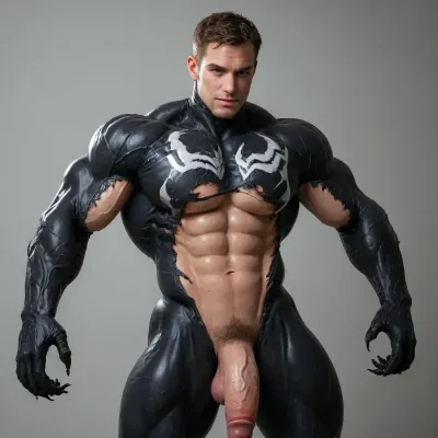 1boy, solo focus, young man, mid-transformation, symbiote organic mass surging, viscous black tendrils bonding to skin and ripping through clothing, (black symbiote covering his lower half), muscular build, defined abs, sweaty glistening skin, huge cock, flushed cheeks, short brown hair with bangs, green eyes, smug smirking gaze, male black venom having sex with a beautiful female pink Venom with huge breasts, cameltoe pussy pubic hair, white background, minimalist void, neon red accents, deep stylized shadows a cinematic, highly atmospheric visual style featuring dramatic lighting, cinematic shot, dynamic lighting, 75mm, Technicolor, Panavision, cinemascope, sharp focus, fine details, 8k, HDR, venom, vespid, clothes, <lora:Black_Slime_-_Anime:.8>, <lora:checkpoint-e36_s324:.8>, <lora:Venom_Spiderman_3_game-000004:.8>, <lora:She-Venom-FFusion.LORA:.8>