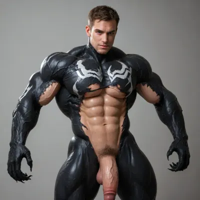 1boy, solo focus, young man, mid-transformation, symbiote organic mass surging, viscous black tendrils bonding to skin and ripping through clothing, (black symbiote covering his lower half), muscular build, defined abs, sweaty glistening skin, huge cock, flushed cheeks, short brown hair with bangs, green eyes, smug smirking gaze, male black venom having sex with a beautiful female pink Venom with huge breasts, cameltoe pussy pubic hair, white background, minimalist void, neon red accents, deep stylized shadows a cinematic, highly atmospheric visual style featuring dramatic lighting, cinematic shot, dynamic lighting, 75mm, Technicolor, Panavision, cinemascope, sharp focus, fine details, 8k, HDR, venom, vespid, clothes, <lora:Black_Slime_-_Anime:.8>, <lora:checkpoint-e36_s324:.8>, <lora:Venom_Spiderman_3_game-000004:.8>, <lora:She-Venom-FFusion.LORA:.8>