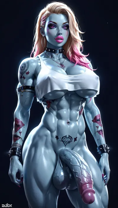 ZOMBIE futanari, massive veiny dick, full testicles, <lora:SDXLHighDetail_v6-000005:.8>, full, tattoo, <lora:FBT-000002:.8>, muscle_bimbo, <lora:Muscle_Bimbo_SDXL:.8>, (crop, top:1), BadX, great, lighting, <lora:great_lighting:.8>