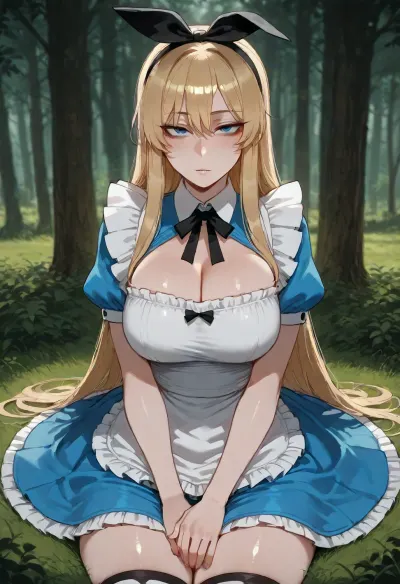 (Ratatatat74), (Alice from Alice in Wonderland), solo, looking at viewer, <lora:ratatatat74-000050:.8>