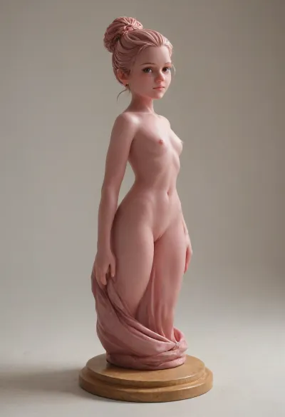 RAW photo of, (pink skin:1.8), pink silicone statue, high quality, beautiful, golden hour, sculpture, 8k uhd, dslr, soft lighting, film grain, Fujifilm XT3, extremely detailed, <lora:jade:2>