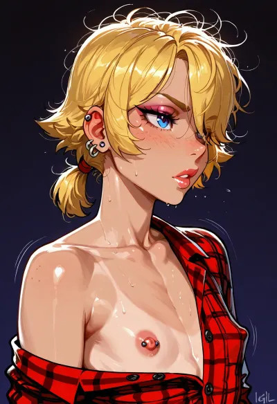 flat chest, nipple piercings, younger girl, igbaddie, detailxl, flat, chested, <lora:SDXL_DatAss_v1:1.4>, <lora:detailed_notrigger:1.4>, <lora:flat_chested_v3.5:.8>