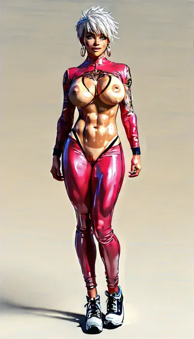 MILF woman, (full body), extremely attractive, wow factor, stunning, incredibly pretty, very sensual, model face, a perfect 10, superb, beautiful, earrings, athletic, muscular, high resolution skin, 8k, 150mm, subsurface scattering, highly detailed eyes, ultra realistic skin, gorgeous face, hyperrealistic, facial muscles, nice stomach, athletic legs, posing, sweaty, muscular lower body, thick, very short brown pixie hair with bangs, 29 years old, boobs, perky nipples, pale irish skin tone, tattoo, white hair, tanlines, sunburn, freckles, swedish, toned abs, Wide hips, huge quads, pink yoga pants, pussy wet full body view, erotic masterpiece, round sexy ass, round boobs, playboy photoshoot, (posing sexually explicitly and eager looking readying for the pounding she’s about receive), (edging excitement reckless depraved vibes), dark fantasy, intricate details, high quality sketch details Jean Baptiste Monge, Carne Griffiths, (shy smile), (seductive), horny, blushing, ((full body view:1.3)), (very thick thights), gymnast body, defined muscles, (red platform heels), (she is looking with amazement at viewer), (exaggeratedly labia), (giant vulva), (swollen pussy), (puffy pussy), (deep cameltoe), ((slim waist)), (erotic pose), FLUX.1, cinematic, style, <lora:uberfit_lora_sdxl:.5>, <lora:MJ52:.5>, <lora:style_lora_realis:.8>, <lora:FLUX.1 cinematic style v2:.6>