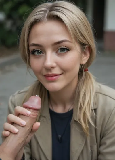 RAW photo, shot on NIKON'S D850, F/1.8, shallow depth of field, sharp focus on the subject, ultra-detailed micro features, highly detailed textures, realistic skin tones, vibrant colors, cinematic composition, maximum detail, hyper-realistic rendering, professional photo quality, handjob, (precum:1.8), (mature skin:1.4), (contemptuous smile), (long thick eyelashes, mascara:1.4), small penis, scrotum, <lora:Adonis_belt:.8>, riko, twintails, blonde, brown, short-sleeved, jacket, red, whistle, <lora:made-in-abyss-riko-sdxl-v10:.8>, 1930s, (style), 30s, hair, Vintage, retro, Archive, photo, <lora:Vintage style - XL 1930s SDXL v1.0:.8>