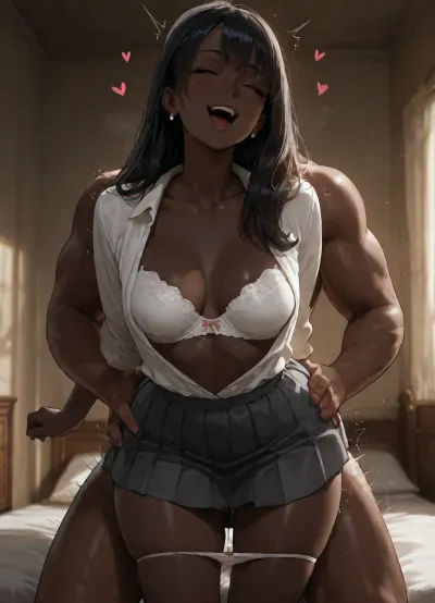 Photorealistic, innocent, sexy, beautiful, (she is enjoying being fucked from behind by a white man:1.8), (having the best orgasm of her life), (his face is hidden), creampie. Impregnated., (he is fondling her boobs), (she has a face like Audrey Hepburn:1.2), (she is Telugu:.9), (she has very dark black skin:1.2), (she is wearing unbuttoned white blouse, white bra, Grey pleated skirt), panties pulled down to her knees., (she has long black hair:1.2), (she has small breasts), moaning, orgasm, pubic hair, darkness, trembling, <lora:dark:.8>