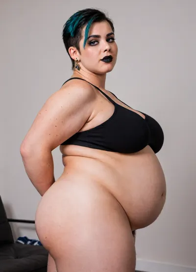 short chubby goth. big ass, big belly, big tits