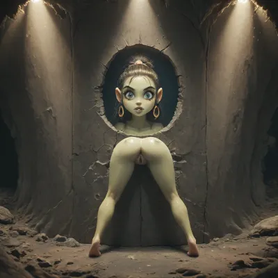 (Jack cayless art style), (through cave wall:1.9), water cave, high quality fantasy art of a beautiful adorable super cute shaman, shaman-woman, mature, glowing within, adorable, w1+ch, show full body in view, pussy, adrr, shaman, Orc, Shaman, (green skin:1.5), ass, <lora:SDXLFestiveSnow:.1>, <lora:Witch_SDXL_r1:2>, <lora:Shaman:2>, <lora:XL_World_of_Warcraft_Orc_Shaman_-_By_HailoKnight:.8>