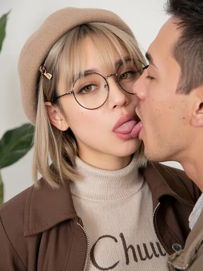GOLN BULJ, 🧘🏻‍♀️👇🏻💋💄Realism is the perfect quality sexy naked lamb-girl, close up, masterpiece, best quality, bokeh, cute, 1girl, solo, beret, hair clip, beige hair, round eyewear, brown jacket, (Asian girl:1.5), (large lips:1.2), (makeup:1.5), (petite:1.5), (men with large cock:1.5), (grabbing body:1.9), (grabbing tits:1.9), Chun, turtleneck sweater, upper body, looking at viewer, yellow eyes, closed mouth, leaf, white background, plant, licking, each, other's, tongues, kissing, other, on, the, lipsat, viewer, glowing, eyelashes, Easter, Egg, Home, lips