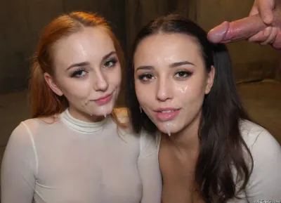 Beautiful extremely 18 year old girl. Black hair. Pigtails. Petite. Top model face, freckles, brown watering eyes. Heavy eyeliner. Heavy orange eyeshadow. BREAK
Dark mascara trails down her cheeks, smeared makeup, crying. Fully clothed in skintight, white long sleeved party dress with a high neckline, shiny seamless pantyhose, platform heels. Cum drips down her body. Her face is smothered with an excessive amount of thick, viscous cum, (cum on face:1.7), . Cum on her forehead, her cheeks and in her hair, (cum in hair:1.5), ., ((Deepthroat)), a man's hand grasps the girl's head, she has 3/4 of his enormous thick cock in her mouth, . Dark basement of a derelict building, graffiti, crumbling concrete walls, exposed rebar, rusty pipes. Barely illuminated, flickering fluorescent lights. Look, at, my, prompts. Flat, chested.