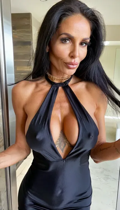 In the elevator, sexy hands, showing off lips, long dress, seductive face, skinny fit, anorexic, close up, (black silk dress), ((55yo old skin woman)), choker, tattoos, sexy neck, (tan skin), (fit body:1.3), (beautiful black hair Jewish milf instagram model face), (fit body), very beautiful, perfect skinny body, perfect face, looking at the camera, perfect eyes, (skinny fit), pretty, snub-nosed, long hair, bmbplora, veins, pump, up, <lora:bimboxl_02:.8>, <lora:clothed_small:1.8>, <lora:veins pump up lora.TA_trained:.8>, <lora:ThePitXL:.8>