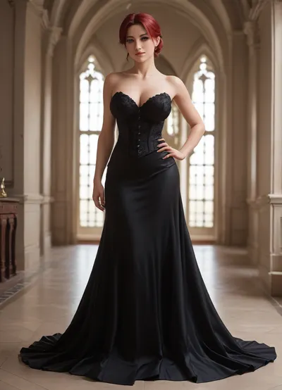 sexy tall slim thick, mature red head, large fake round breasts, pawg, full body image, corset, gown, <lora:Cleave:1.5>, <lora:clothed_small:1.3>, <lora:7a8684c1-aa8f-4e58-ab05-2f1981c3998c.TA_trained:1.4>